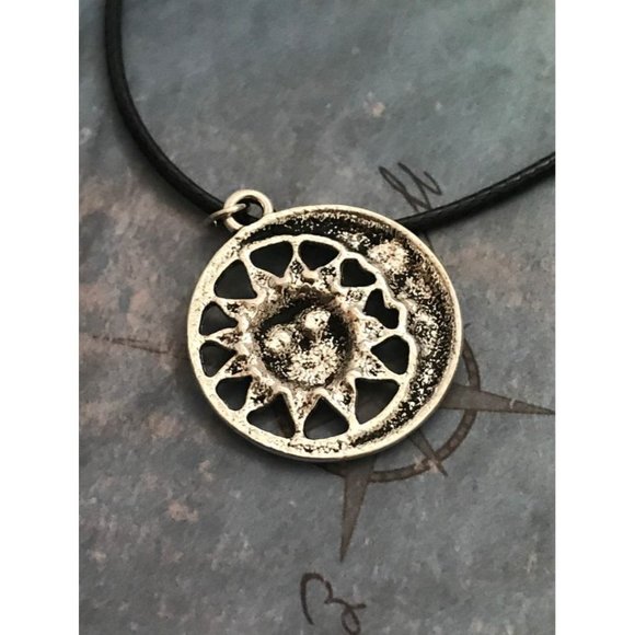 Celestial Sun And Moon Pendant Waxed Cord - Picture 8 of 10
